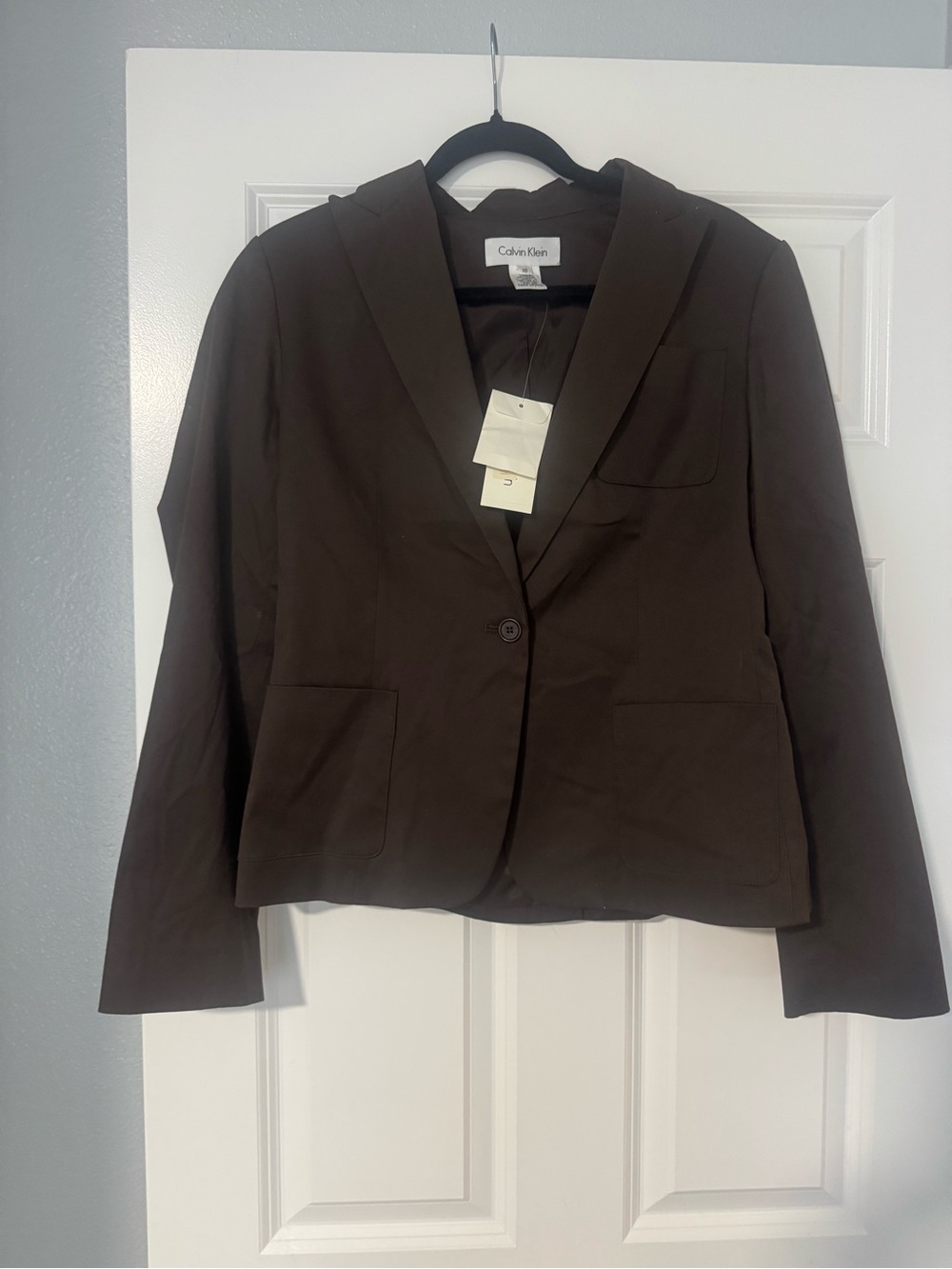 Calvin Klein Dark Brown Single-Button Notch Lapel Blazer